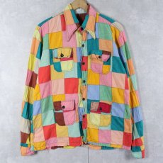 画像1: パッチワーク コットンシャツ (1)