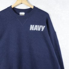 画像1: 90〜2000's SOFFE USA製 "U.S.NAVY" リフレクタープリントスウェット NAVY XL (1)