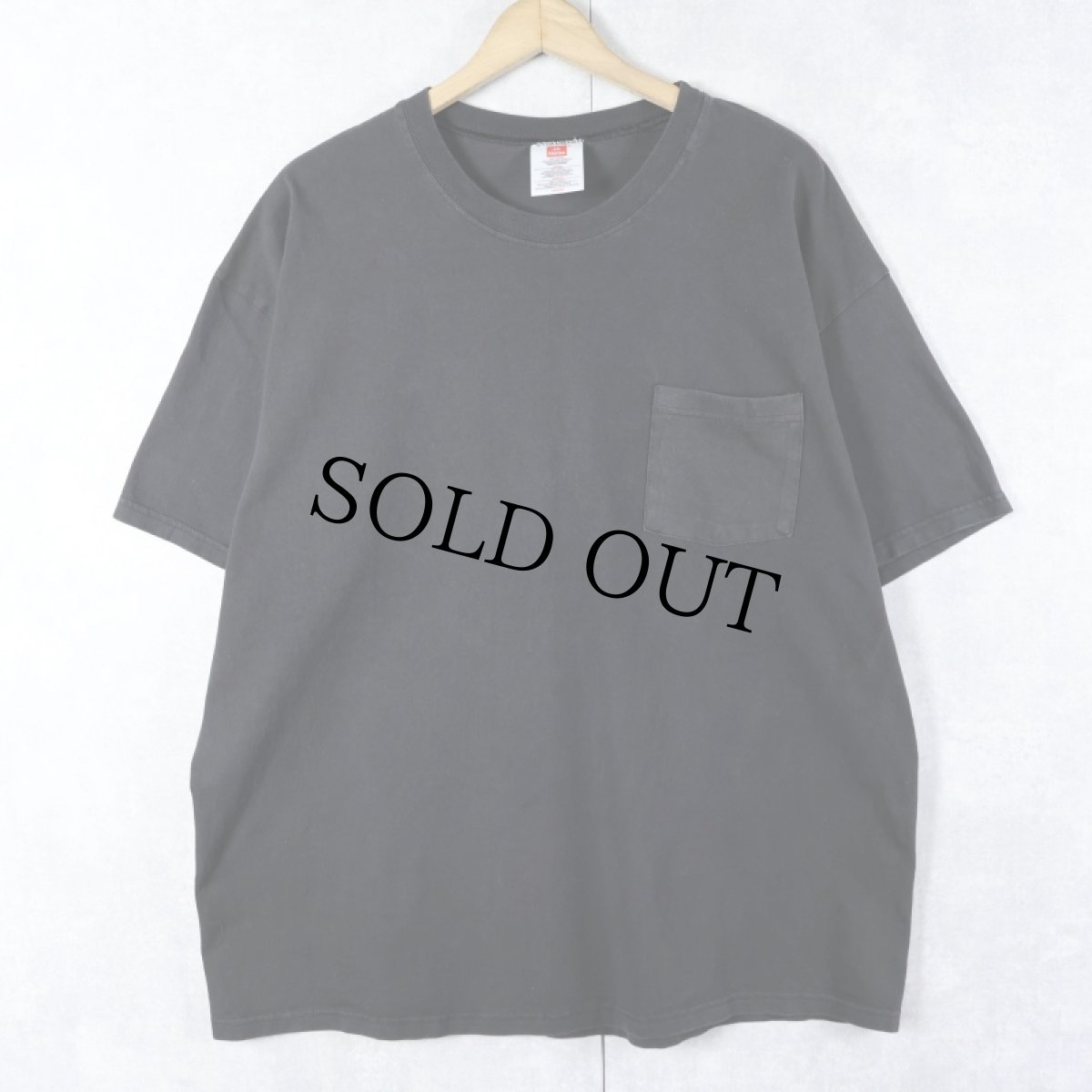 画像1: 90〜2000's Hanes 無地ポケットTシャツ BLACK L (1)