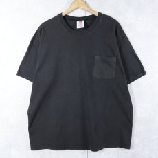画像1: 90〜2000's Hanes 無地ポケットTシャツ BLACK L (1)