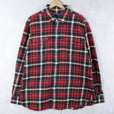 画像1: POLO Ralph Lauren "NEW CLASSIC WESTERN" チェック柄 ライトネル ウエスタンシャツ XL (1)