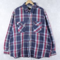 画像1: FIVE BROTHER チェック柄 ヘビーネルシャツ 2XL (1)