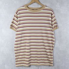 画像1: 90's Levi's CANADA製 マルチボーダー柄 リンガーTシャツ XL (1)