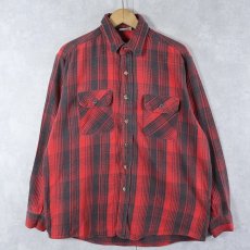 画像1: FIVE BROTHER チェック柄 ヘビーネルシャツ L (1)