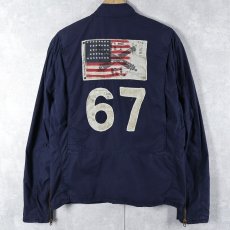 画像1: Ralph Lauren POLO JEANS CO. 星条旗パッチ付き コットン シングルライダースジャケット M (1)