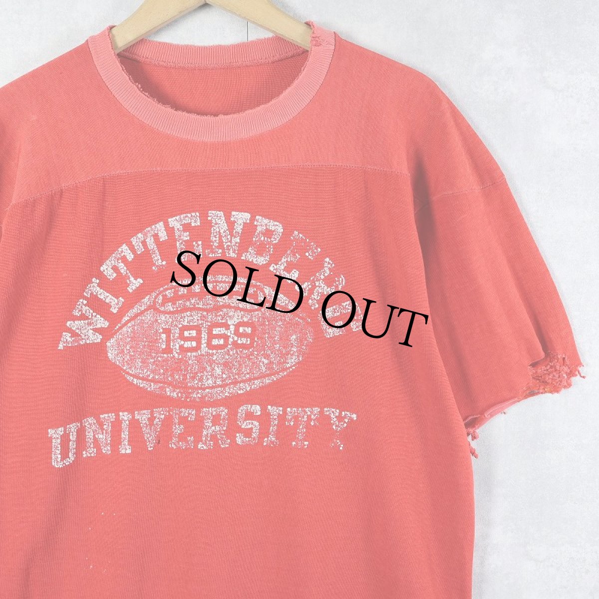 画像1: 60's Champion "WITTENBERG UNIVERSITY" レーヨンフットボールTシャツ L (1)