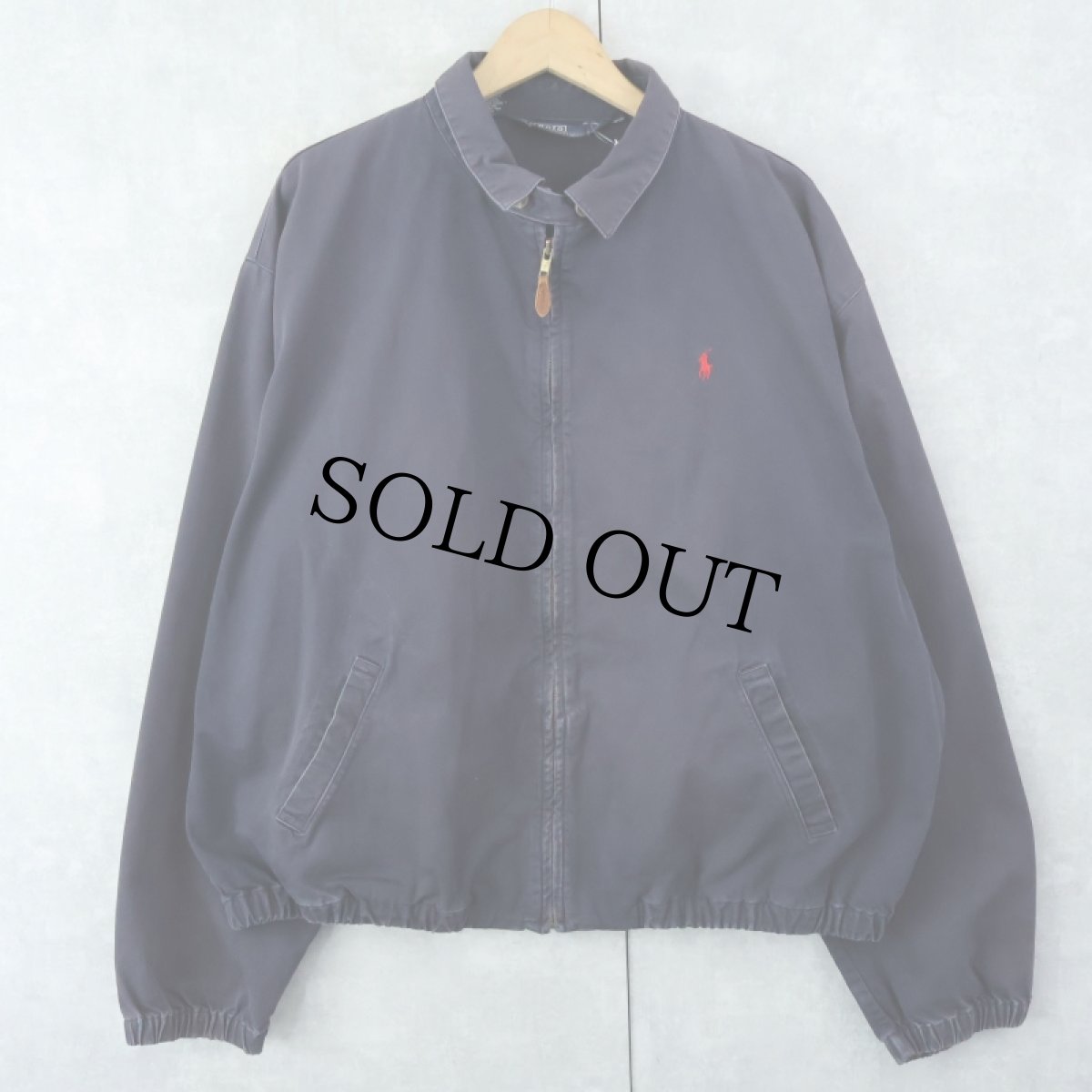 画像1: 90's POLO Ralph Lauren USA製 ロゴ刺繍 コットンスイングトップ NAVY XL (1)