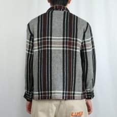 画像3: 70's チェック柄 ウールオープンカラーシャツ S (3)