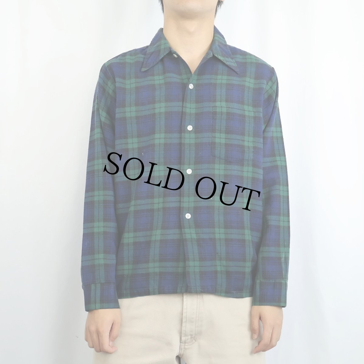 画像2: 70's L.L.Bean 筆記体タグ ブラックウォッチチェック柄 ライトネルシャツ M (2)