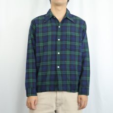 画像2: 70's L.L.Bean 筆記体タグ ブラックウォッチチェック柄 ライトネルシャツ M (2)