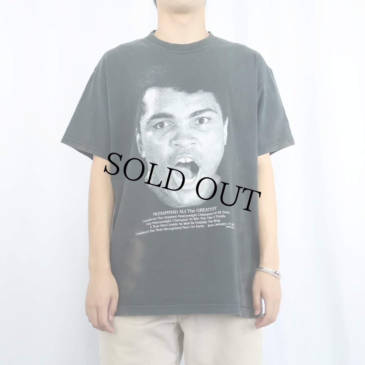 画像2: 90's Muhammad Ali USA製 ボクサーフォトプリントTシャツ BLACK XL (2)