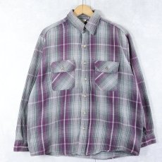 画像1: FIVE BROTHER チェック柄 ヘビーネルシャツ L (1)