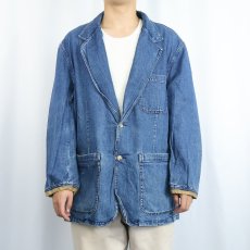 画像2: Willis&Geiger エルボーパッチ付き デニムテーラードジャケット L (2)