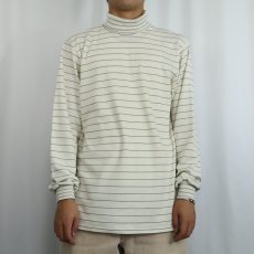 画像2: 90's L.L.Bean タートルネック ボーダー柄ロンT (2)
