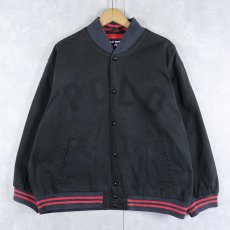 画像2: 90's POLO SPORT Ralph Lauren 虎刺繍 コットンスタジャン BLACK  (2)