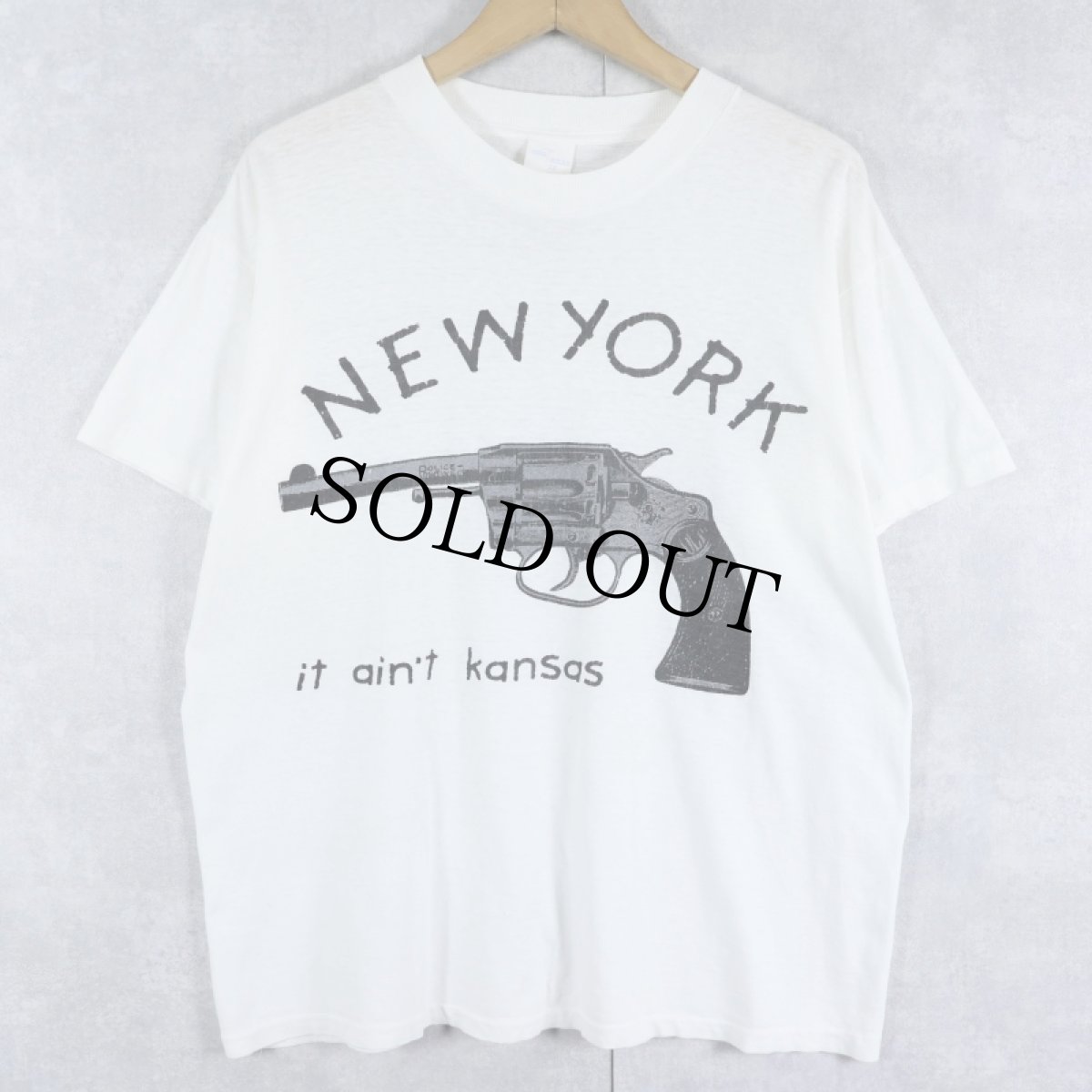 画像1: 90's "NEW YORK it ain't kansas" ピストルプリントTシャツ XL (1)