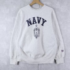画像1: 90's MV SPORT USA製 ''NAVY'' REVERSE WEAVE TYPE スウェット XL (1)