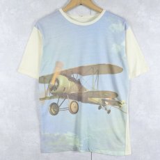 画像1: 70's 戦闘機柄 ピクチャープリントTシャツ (1)