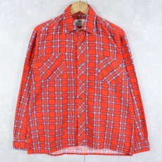 画像1: 70〜80's FRUIT OF THE LOOM チェック柄 プリントネルシャツ (1)