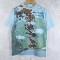 画像1: 70's Kmart スカイダイビング柄 ピクチャープリント ポリエステルTシャツ M (1)