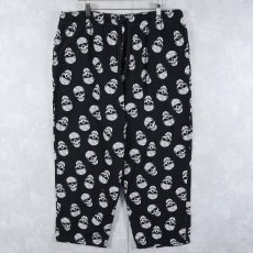 画像1: JOE BOXER スカル柄 イージーパンツ BLACK  (1)
