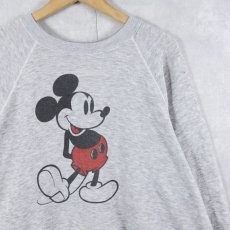 画像1: 80's Disney MICKEY MOUSE 白靴ミッキー キャラクタープリント ラグランスウェット XL (1)