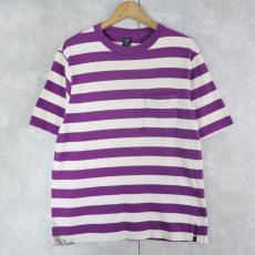 画像1: 90's LANDS' END USA製 ボーダー柄 ポケットTシャツ L (1)