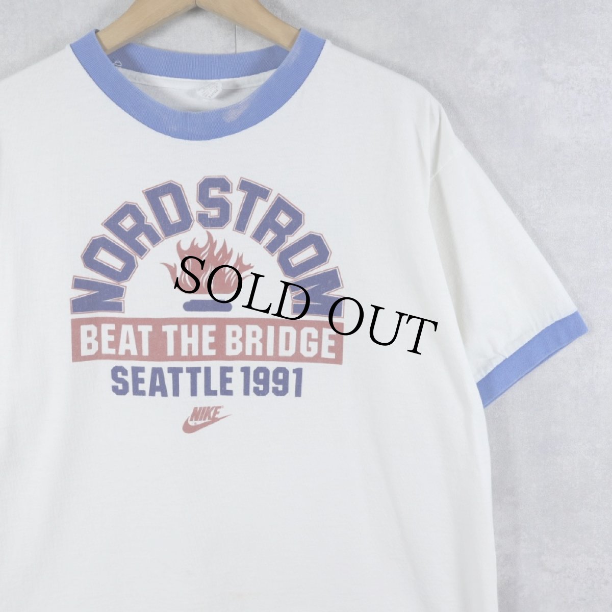 画像1: 90's USA製 "Nordstrom Beat the Bridge Run" マラソンイベント プリントリンガーTシャツ XL (1)