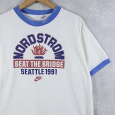画像1: 90's USA製 "Nordstrom Beat the Bridge Run" マラソンイベント プリントリンガーTシャツ XL (1)