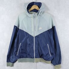 画像1: 80's NIKE 紺タグ 切り替えデザイン ナイロンジップパーカー L (1)