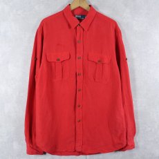 画像1: POLO Ralph Lauren リネンシルクシャツ L (1)