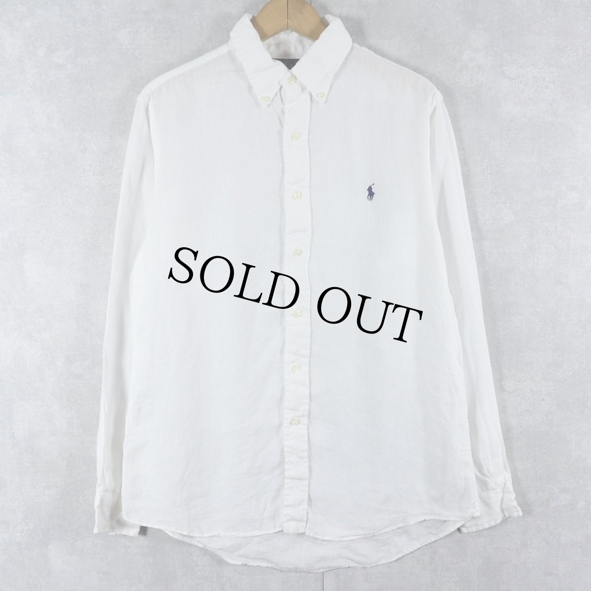 画像1: Ralph Lauren リネンボタンダウンシャツ M (1)