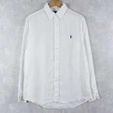 画像1: Ralph Lauren リネンボタンダウンシャツ M (1)