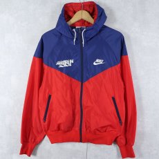 画像1: 70's NIKE USA製 "ATHLETES IN ACTION" 切り替えデザイン ナイロンジップパーカー M (1)
