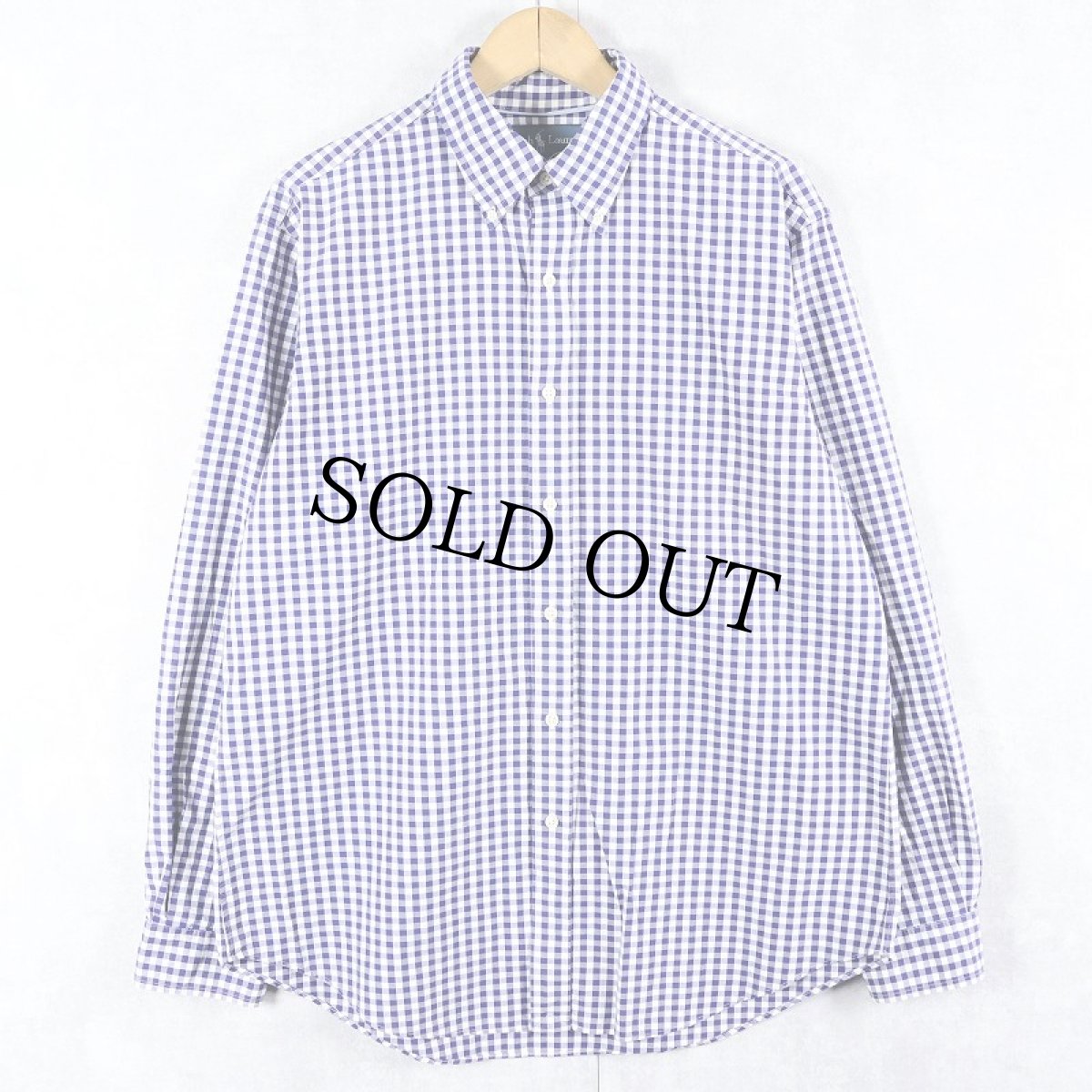 画像1: Ralph Lauren "CLASSIC FIT" ギンガムチェック柄 コットンボタンダウンシャツ L (1)
