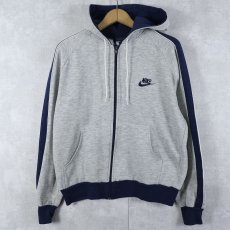 画像1: 80's NIKE 紺タグ サイドライン スウェットジップパーカー M (1)