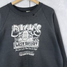 画像1: 90's USA製 "DICK'S LAST RESORT" イラストプリントスウェット BLACK XL (1)