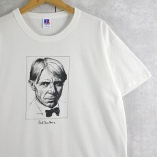 画像1: 80〜90's E. P. Higgins USA製 "Carl Sandburg" 詩人 イラストプリントTシャツ L (1)