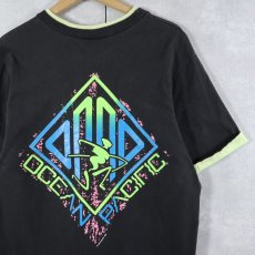画像1: 90's Ocean Pacific USA製 ロゴプリント レイヤードデザインTシャツ BLACK L (1)