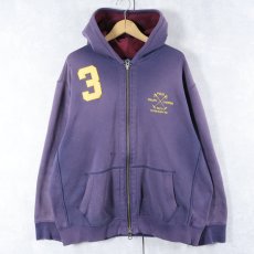 画像1: POLO Ralph Lauren REVERSE WEAVE TYPE ワッペン付き フェードスウェットジップパーカー NAVY XXL (1)