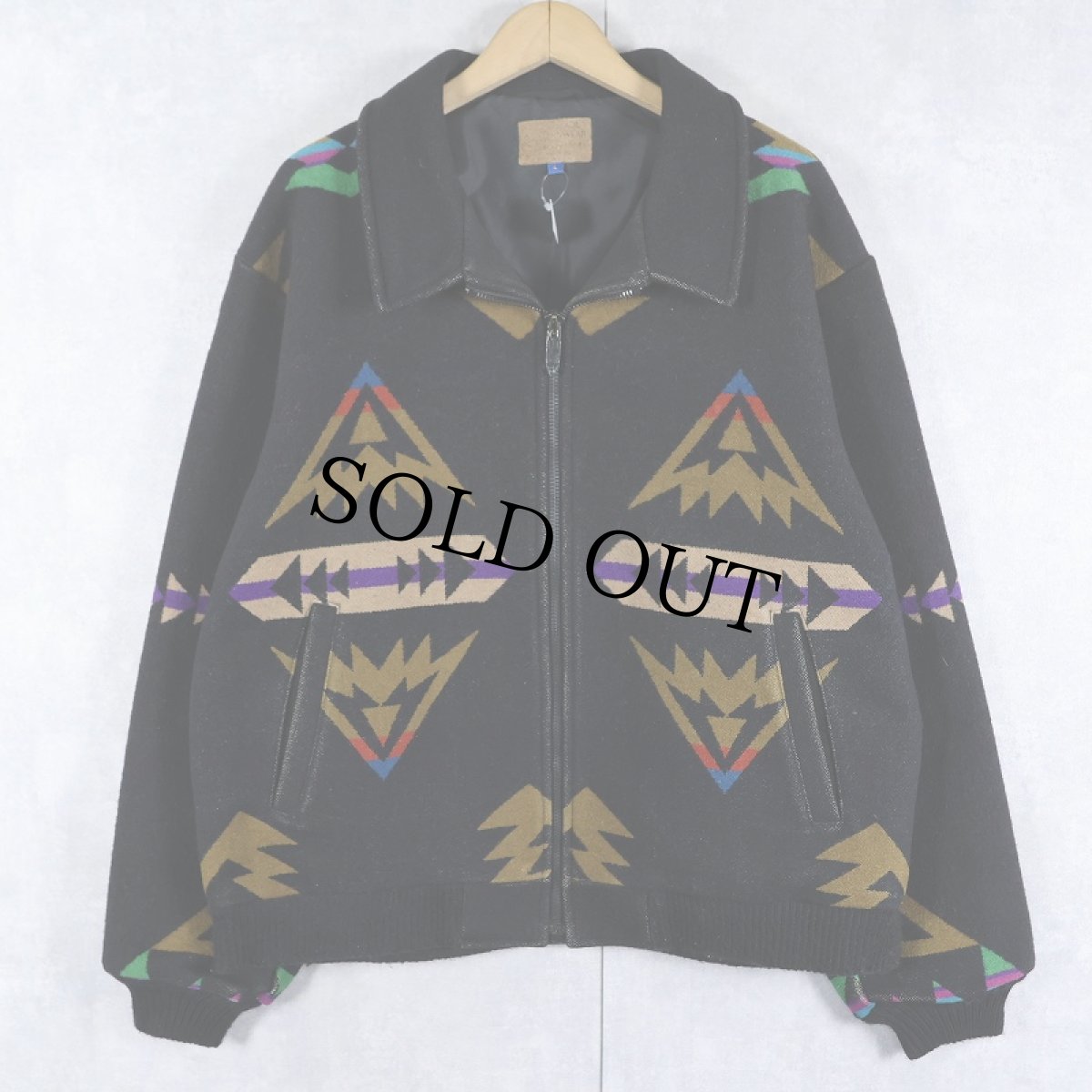 画像1: PENDLETON ネイティブ柄 メルトンウール ジャケット BLACK L (1)