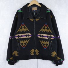 画像1: PENDLETON ネイティブ柄 メルトンウール ジャケット BLACK L (1)
