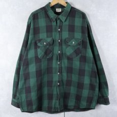 画像1: 90's FIVE BROTHER USA製 バッファローチェック柄 ヘビーネルシャツ 2XL (1)