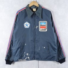 画像1: 60〜70's Horizon Sportswear, Inc. USA製 キルティングライナー×ワッペン付き ナイロンレーシングジャケット NAVY M (1)