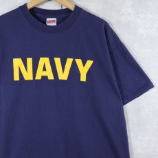 画像1: "NAVY" プリントTシャツ NAVY L (1)