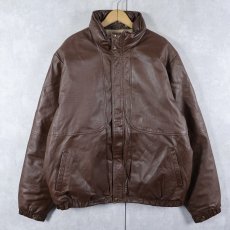 画像1: 90's〜 Eddie Bauer レザー ダウンジャケット XL (1)