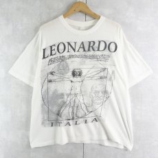 画像1: 80〜90's LEONARDO DA VINCI "ウィトルウィウス的人体図" アートプリントTシャツ (1)