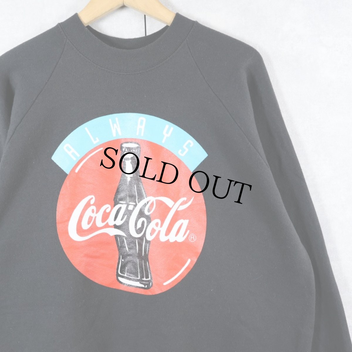 画像1: 90's Coca-Cola USA製 "ALWAY'S" 飲料メーカー ロゴプリントスウェット BLACK XL (1)