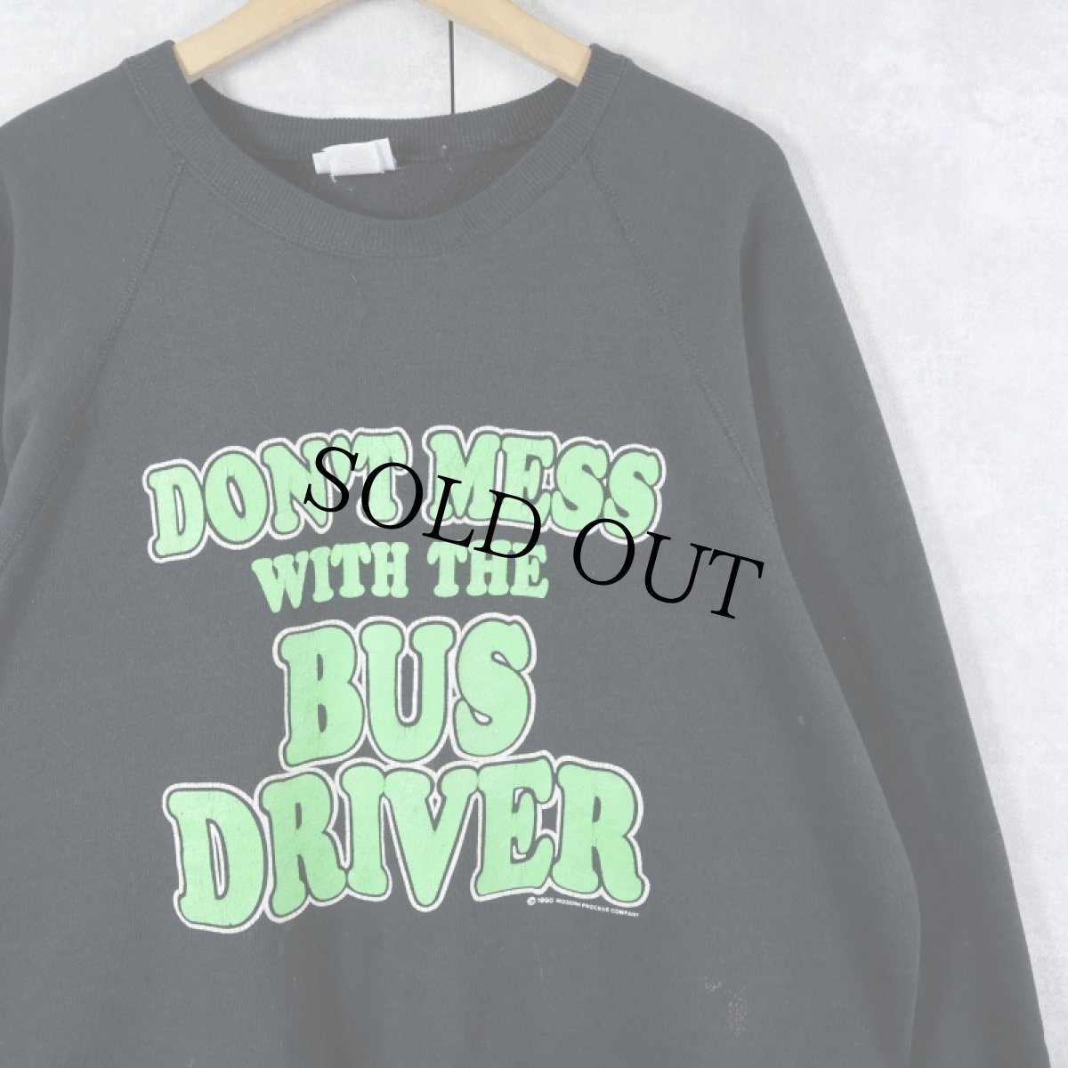 画像1: 90's USA製 "DON'T MESS WITH THE BUS DRIVER" プリントスウェット BLACK 2X (1)