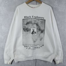 画像1: 90's C.R.GIBBS USA製 "Black Explorers" 著書プリントスウェット XL (1)